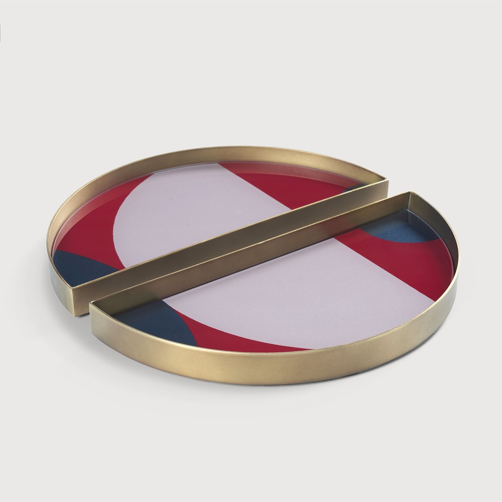 Blush Curve glass valet tray - metal rim - set of 2