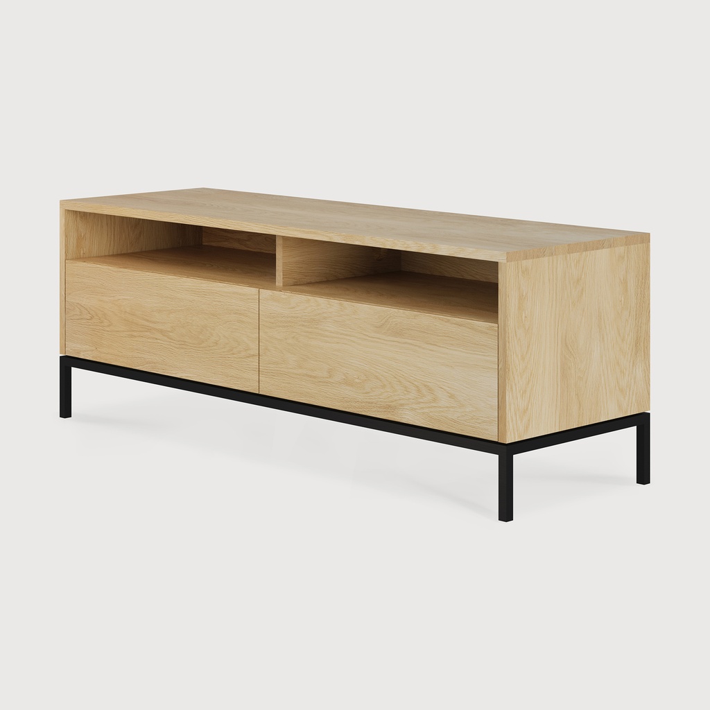 Oak Ligna TV cupboard - black metal legs | Live Light