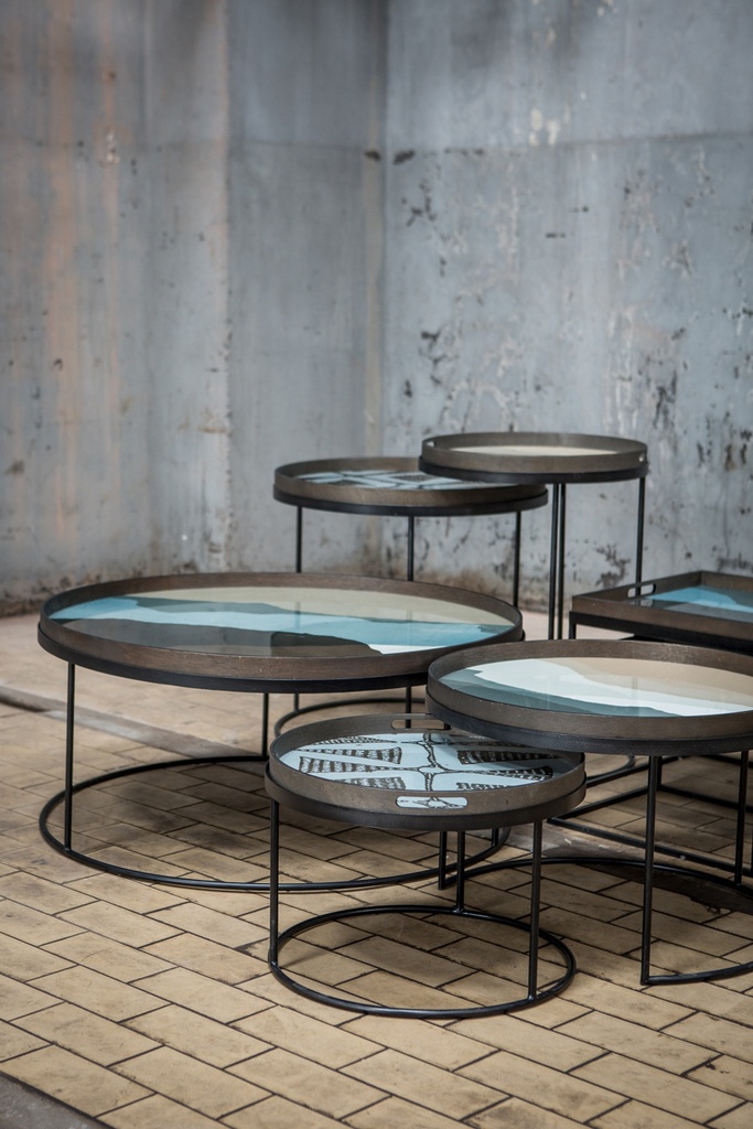 Round tray coffee table set