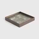 Fossil Organic glass valet tray - metal rim 