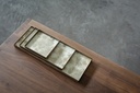 Fossil Organic glass valet tray - metal rim 