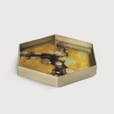 Yellow Organic glass valet tray - metal rim 