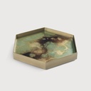 Moss Organic glass valet tray - metal rim 