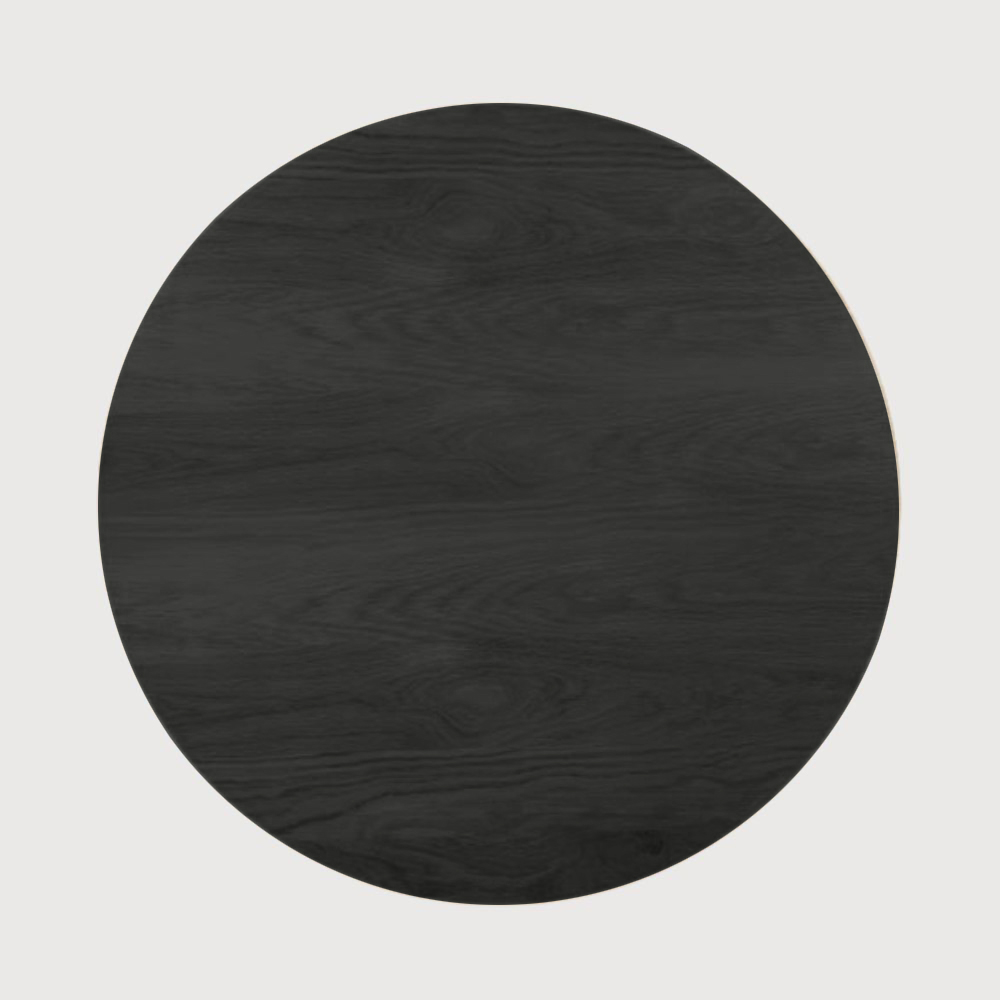 [L1200] Plateau de table noir en teck  - rond