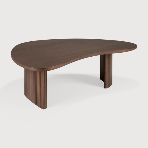 [10091] Table basse Boomerang en teck brun (85x77x29cm)