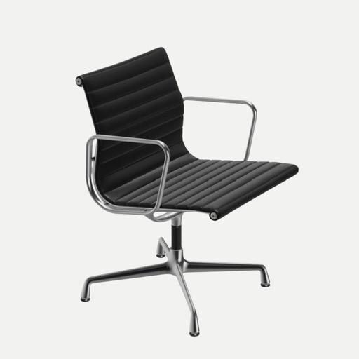 [L1081] Eames Aluminium Chair EA 108 (Nero leather)