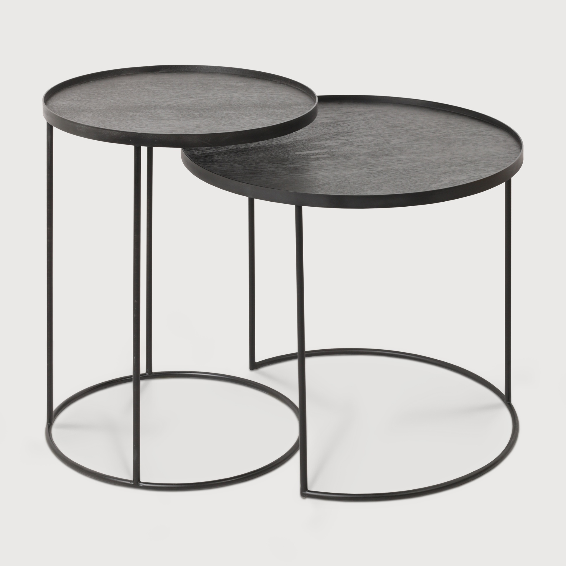 [20721R] Round tray side table set