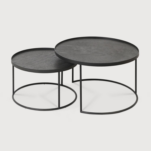 [20726*] Round tray coffee table set (49x49x31cm - 62x62x38cm)