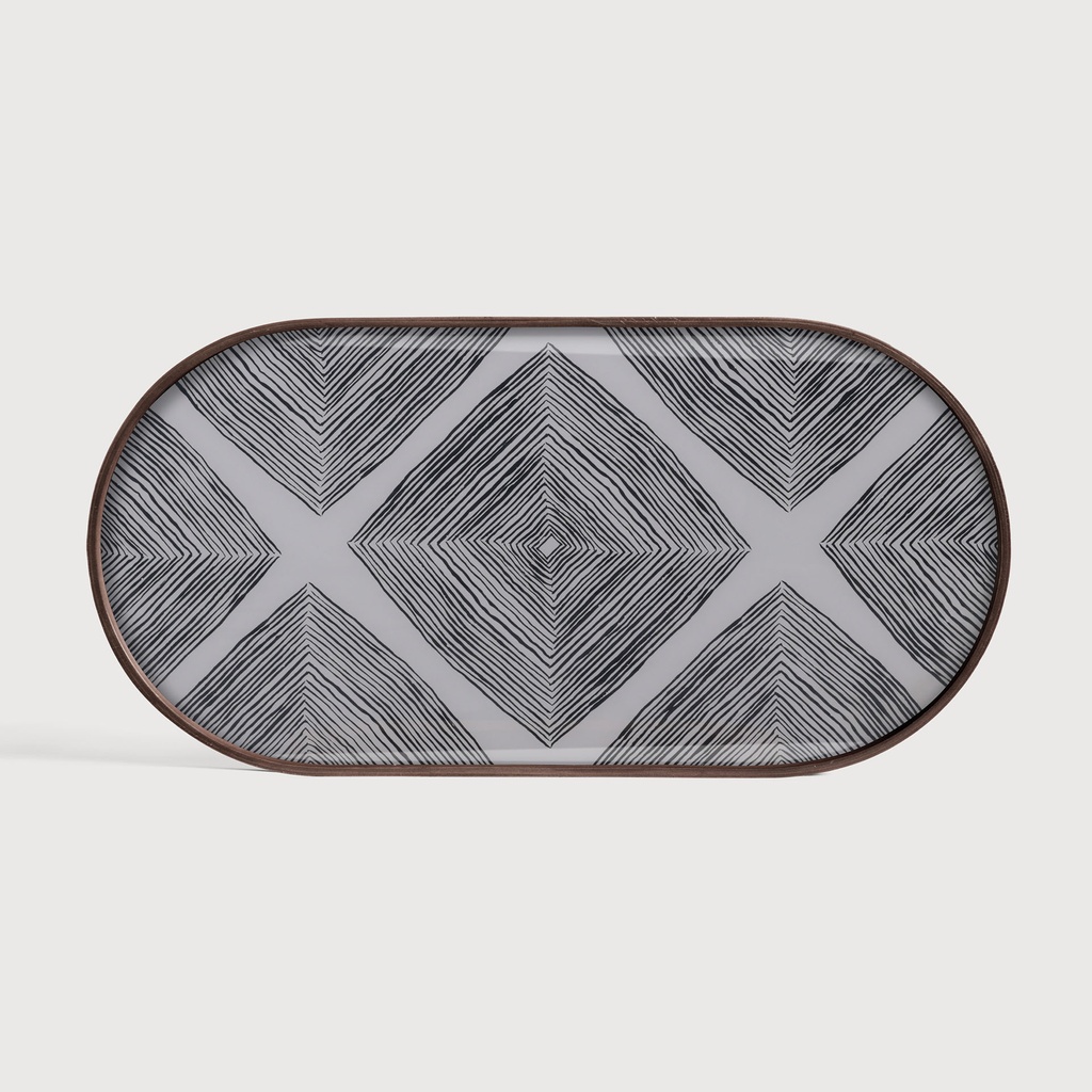 Slate Linear Squares glass tray 