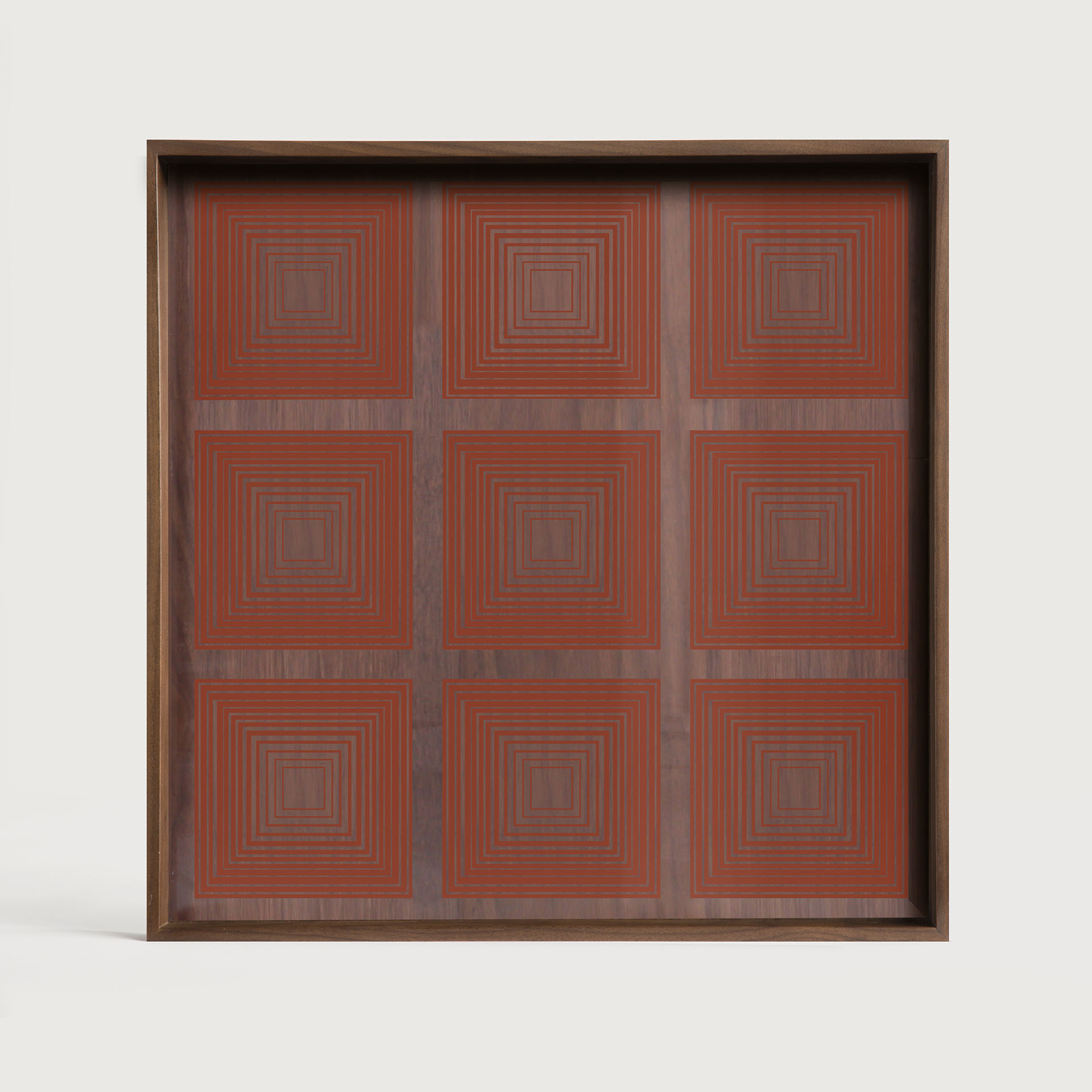 [20918R] Pumpkin Squares glass tray  (38x38x4cm)
