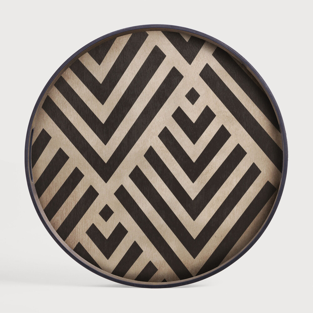 [20932R] Graphite Chevron wooden tray