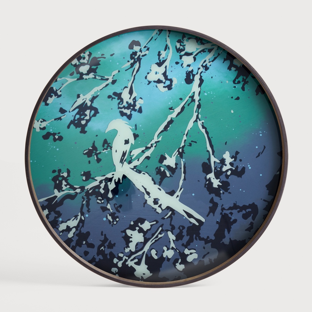 Birds of Paradise glass tray - round - L