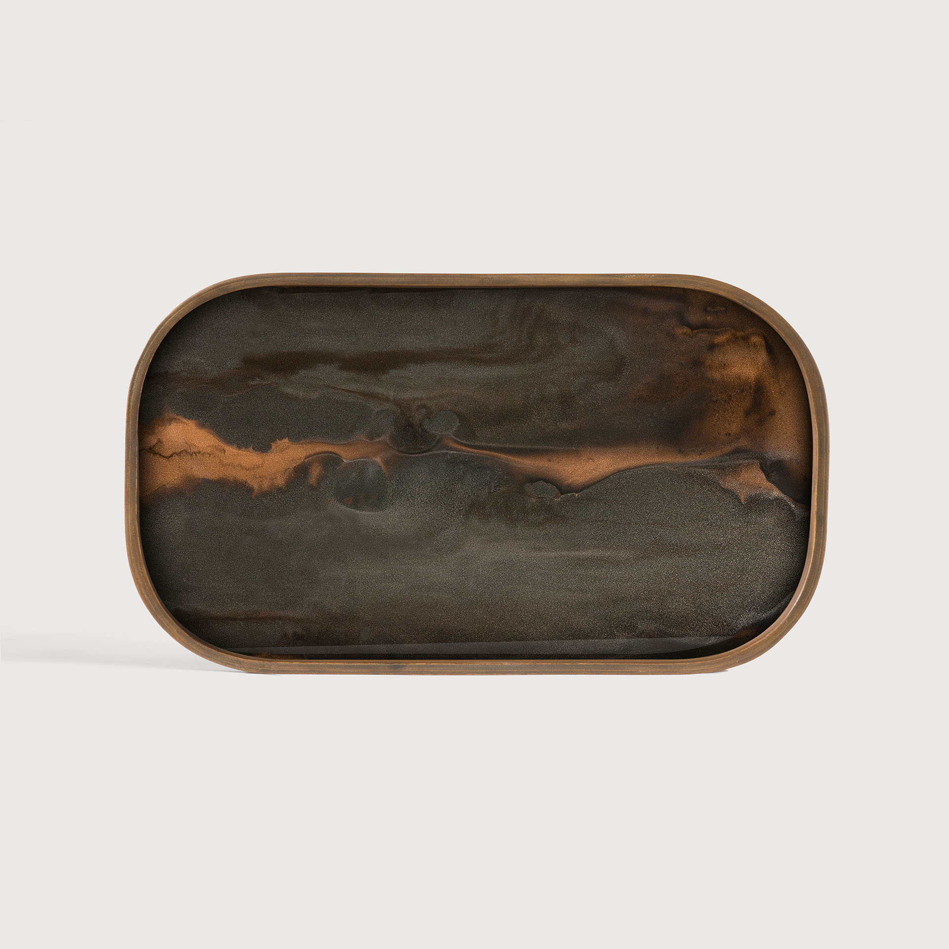 [20469*] Bronze organic glass valet tray - rectangular