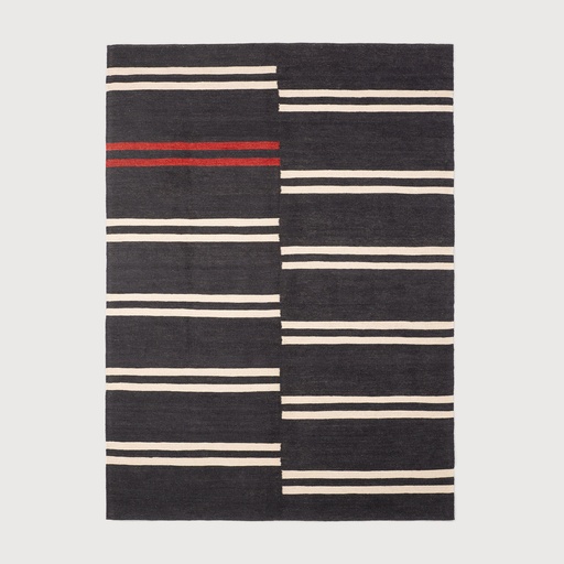 [21712S*] Dots kilim tapijt (Black Manzandaran, 170x240x1cm)