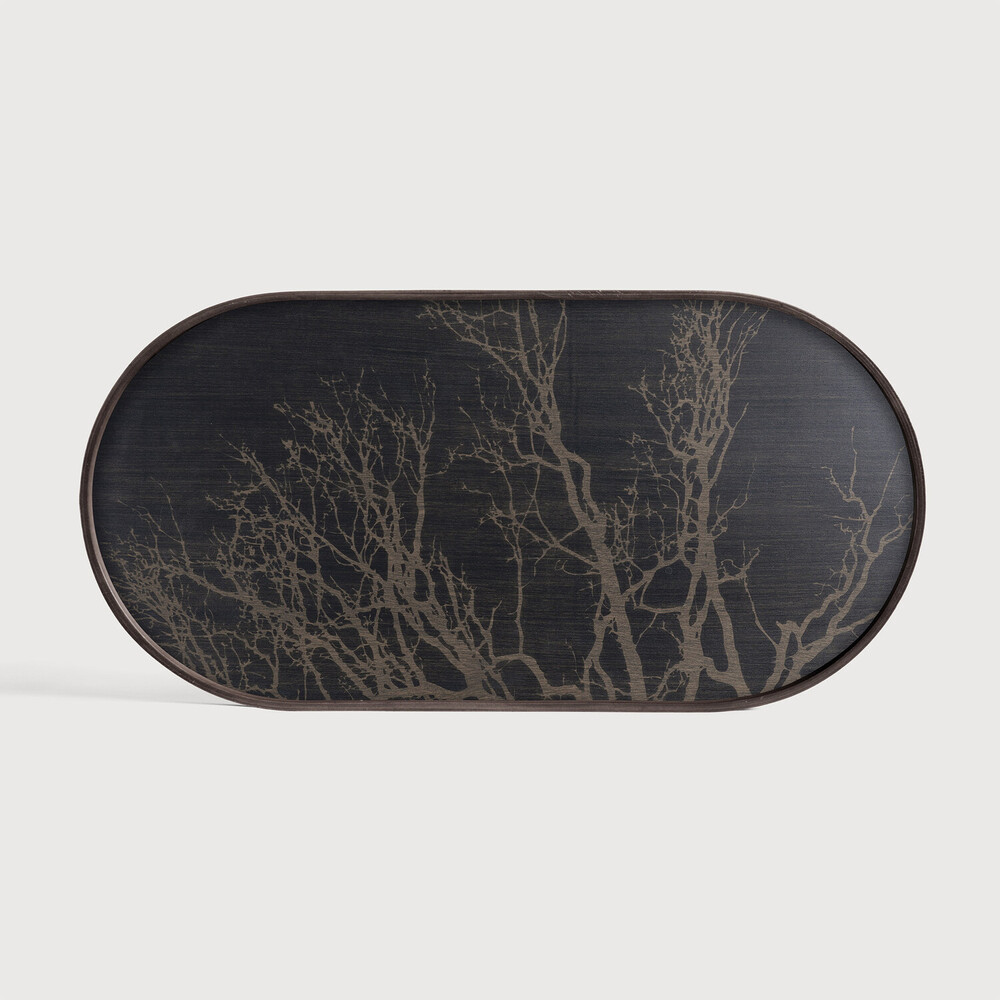 Black Tree wooden tray - oval