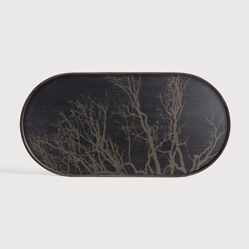 [20563*] Black Tree wooden tray - oval
