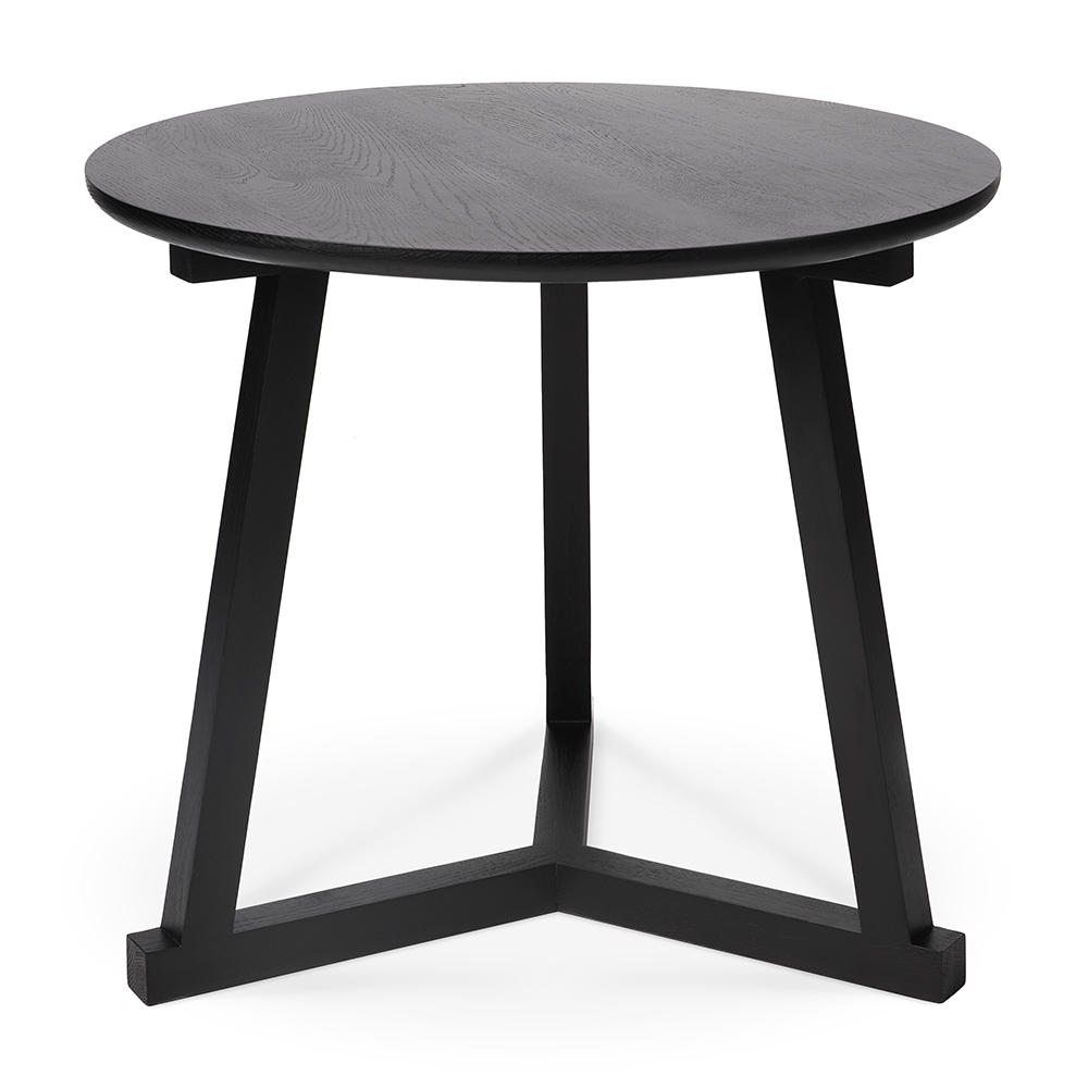 [50528*] Oak Tripod side table  (Oak Black, 70x70x60cm)