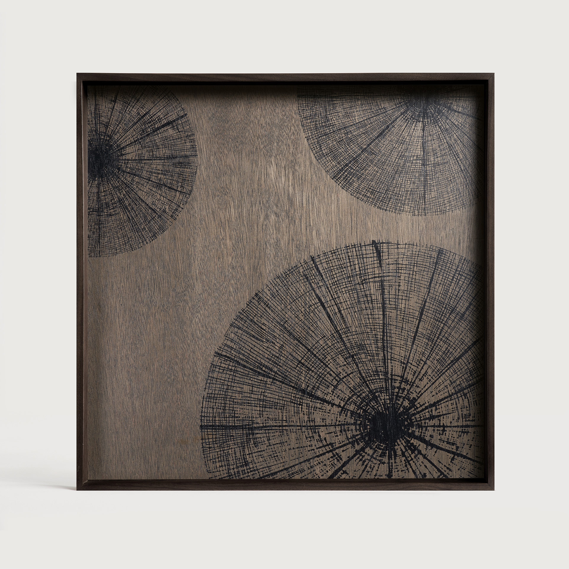 [20565R] Black Slices wooden tray